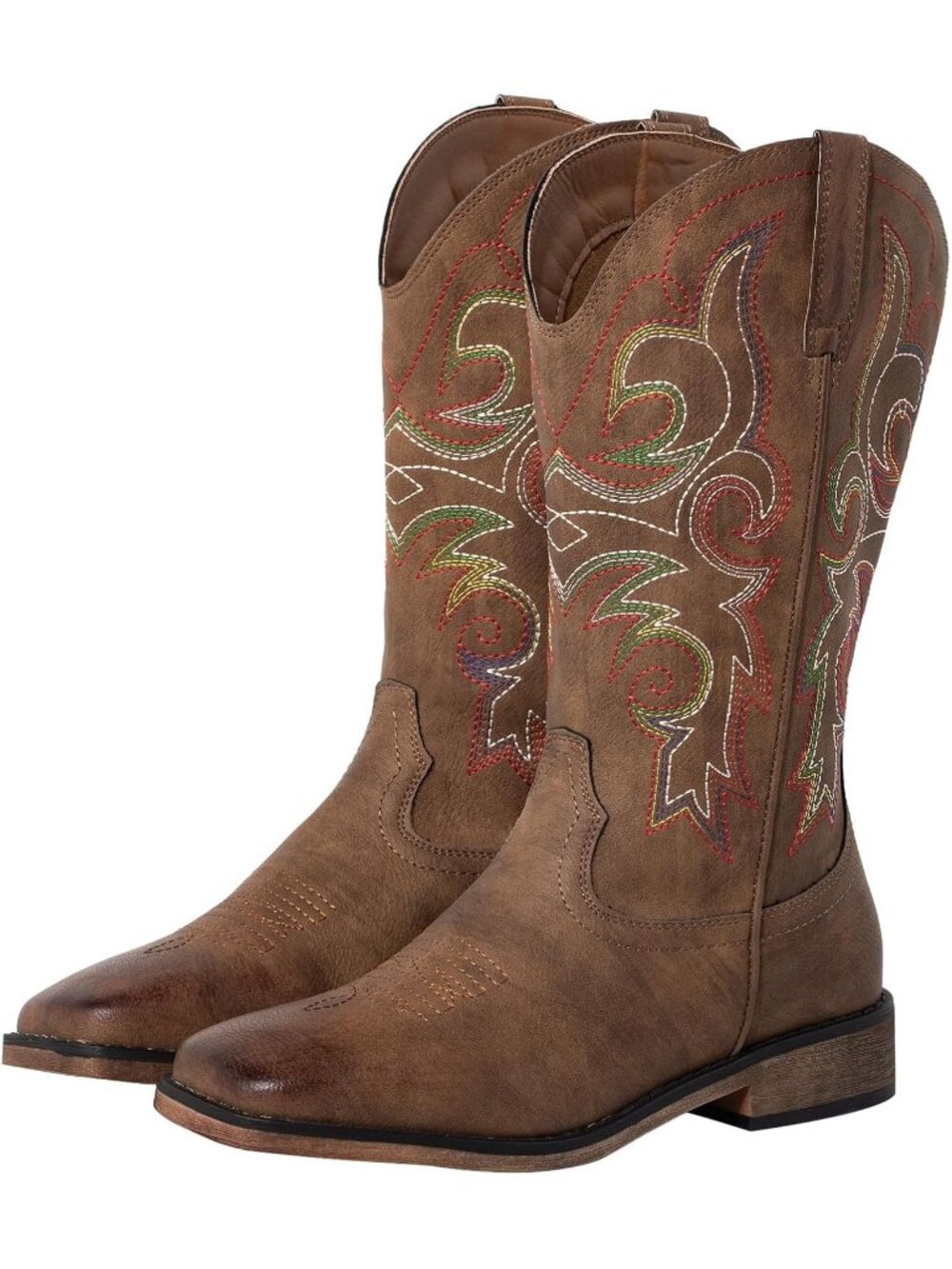 Women’s Brown Cowboy Boots Western Country Cowgirl Boots Fashion Riding Shoes